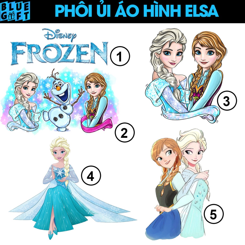 (Nhiều Mẫu) Miếng In Ủi Áo, Phôi Ủi Nhiệt, Pet in Chuyển Nhiệt Hình Elsa 1