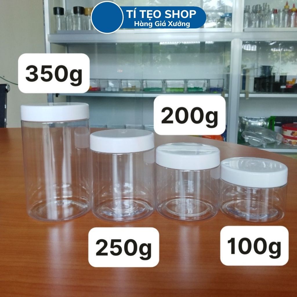 Hủ nhựa pet 100g-200g-250g trong suốt nắp nhiều màu đựng kem body - Hũ đựng mỹ phẩm