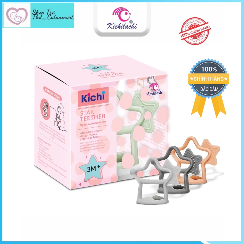 Gặm nướu kichi Silicone Star đeo tay chống rơi, ngậm nướu cho bé từ 0 - 3 tuổi