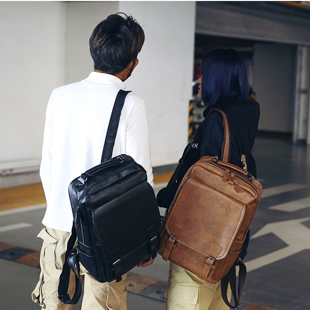 Balo da cao cấp nam nữ unisex Túi Bụi thời trang đi học, du lịch, chất liệu da Pu, ngăn để laptop máy tính 15,6 inch.