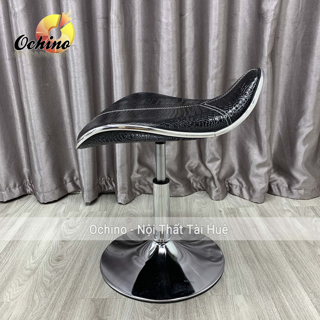 Ghế bàn Trang điểm Hiện Đại, Ghế Bàn Phấn Bọc Da Mẫu Da cá Không Tựa Tỉnh Chỉnh Độ Chân Thấp 30-50 Và Xoay 360 Độ