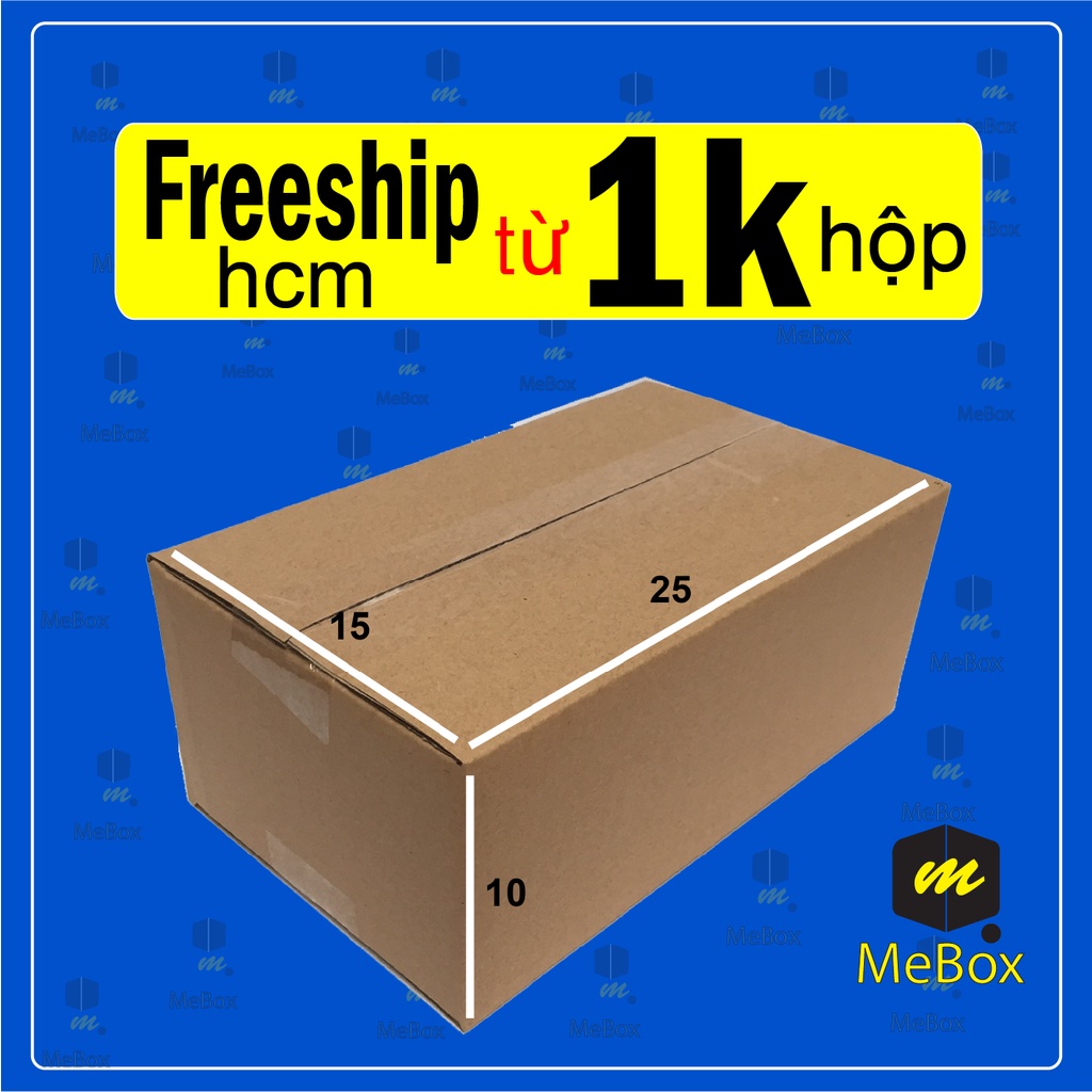 Hộp carton thùng giấy gói hàng kích thước 25x15x10