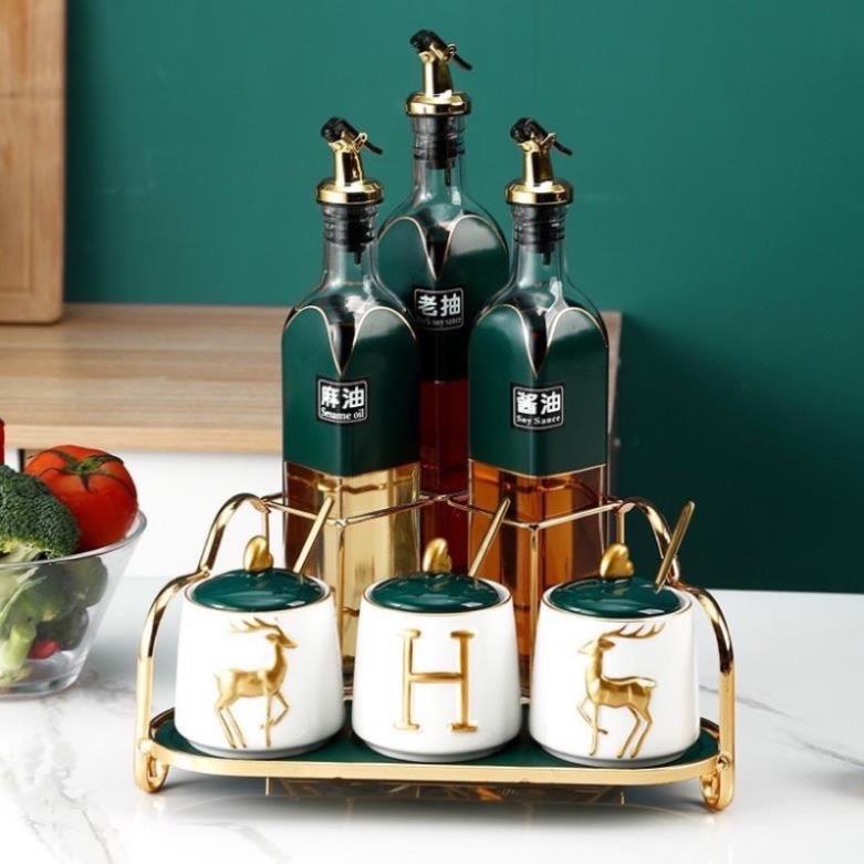 Bộ Gia Vị Hoạ Tiết Hình Hươu Sang Trọng Cao Cấp