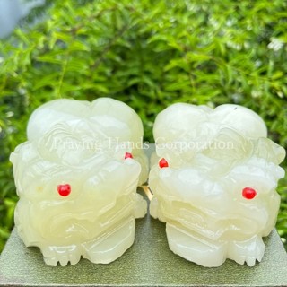 Cặp tỳ hưu mông to đá ngọc xanh 8cm | tỳ hưu phong thuỷ | tỳ hưu tài lộc