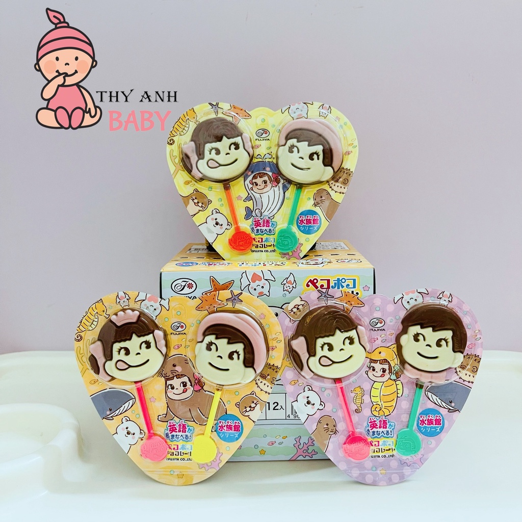 Set 2 Kẹo Que Socola Sữa Hình Bé Poko Fujiya Nhật Bản 24g
