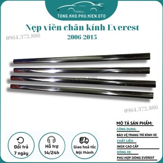 Nẹp viền chân kính xe ford everest 2006- 2007 2008 2009 2010 2011 2012 2013 2014 2015 - hàng inox
