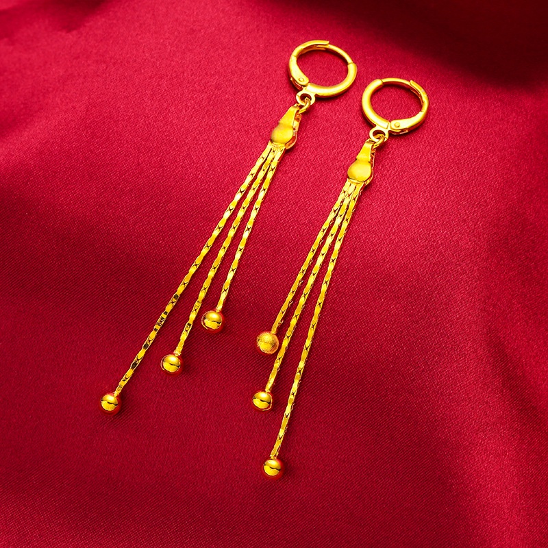 Khuyên Tai Tua Rua Dài Mạ Vàng Đồng Phong Cách Mới Cho Nữ