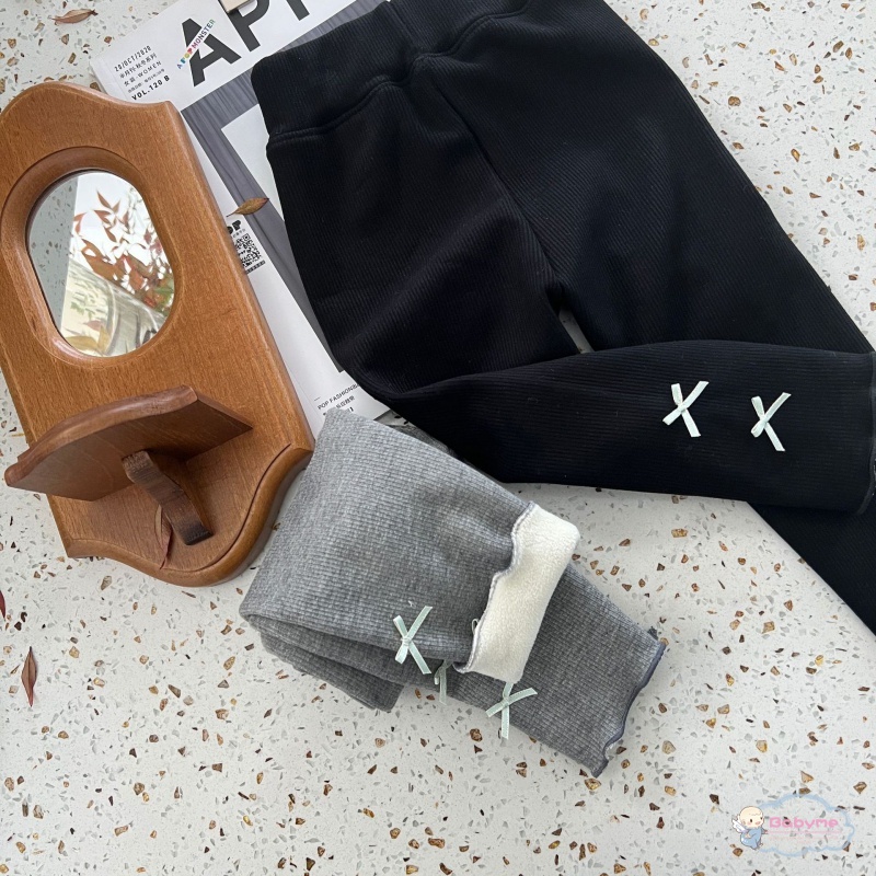 Quần Legging Vải Lông Màu Trơn Ấm Áp Dễ Thương Cho Bé Gái