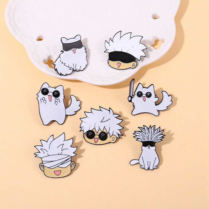 Anime Jujutsu Kaisen Enamel Brooch Pins Cute Animal Cat Lapel Badges Jewelry Accessories Gifts