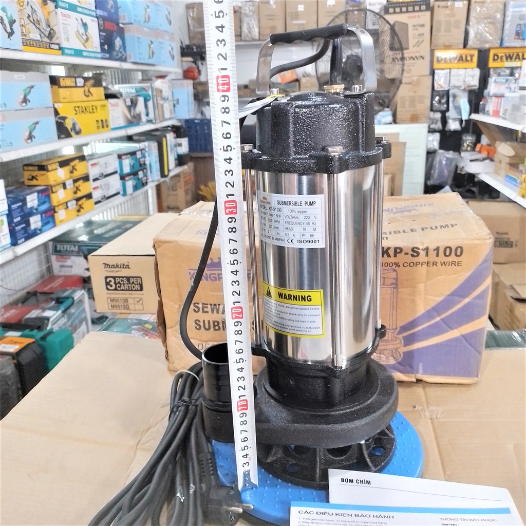 Bơm chìm nước thải 1.5HP KINGPUMP - KP-S1100 ruột đồng vỏ thép không rỉ điện 220V cam kết máy chính hãng 100%