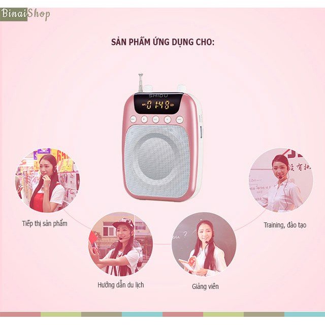 Máy trợ giảng có bluetooth, công suất 12w SHIDU SD-S358, Tích Hợp FM, TF Card, Pin 2500mAh