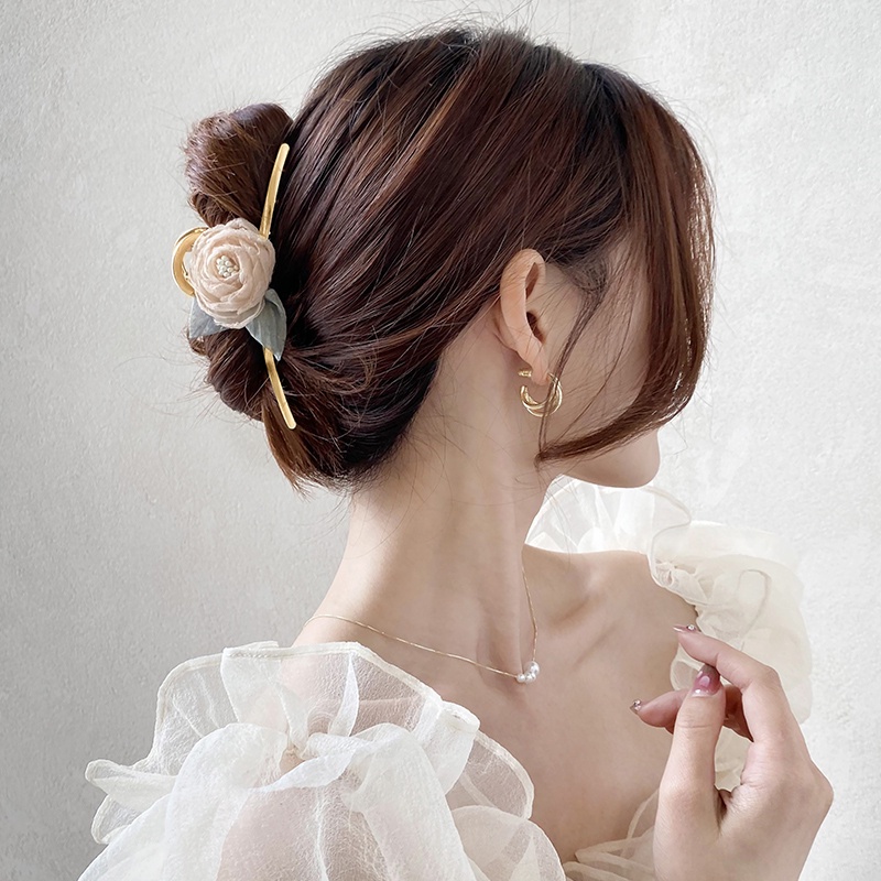 Kẹp Tóc Hình Cá Mập Phối Lưới Hoa Xinh Xắn Thời Trang Mùa Hè Cho Nữ