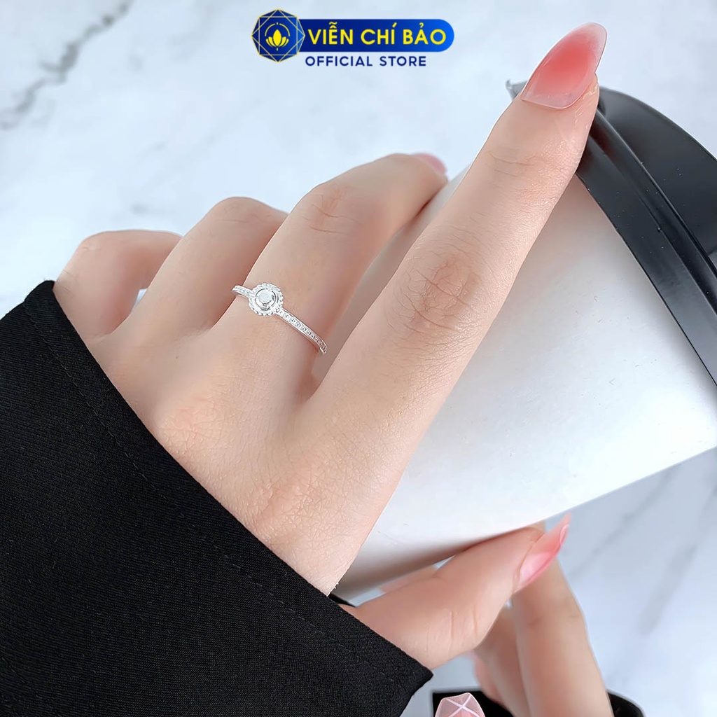 Nhẫn bạc nữ hình tròn viền bi chất liệu bạc 925 thời trang phụ kiện trang sức Viễn Chí Bảo N400877