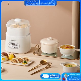 Nồi cháo chậm đa năng 6 in 1, nồi hấp điện, hấp cách thủy, ninh, hầm, chưng yến, súp chè, giữ ấm.