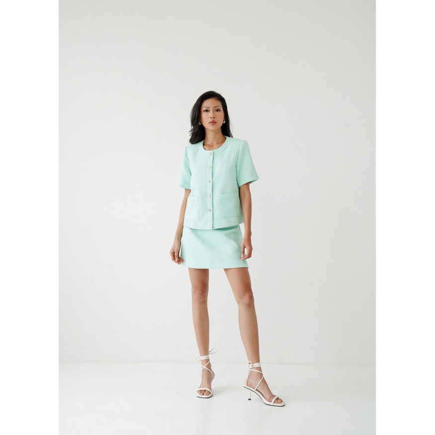 Chân váy chiết ly dáng ngắn mini chữ A _MONOTALK 22B20013TK