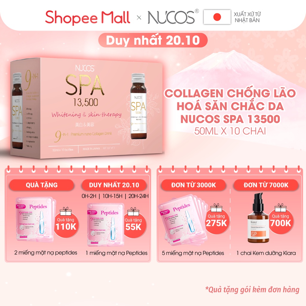 Collagen uống chống lão hóa phục hồi da Nucos Spa 13500 50ml x 10 chai