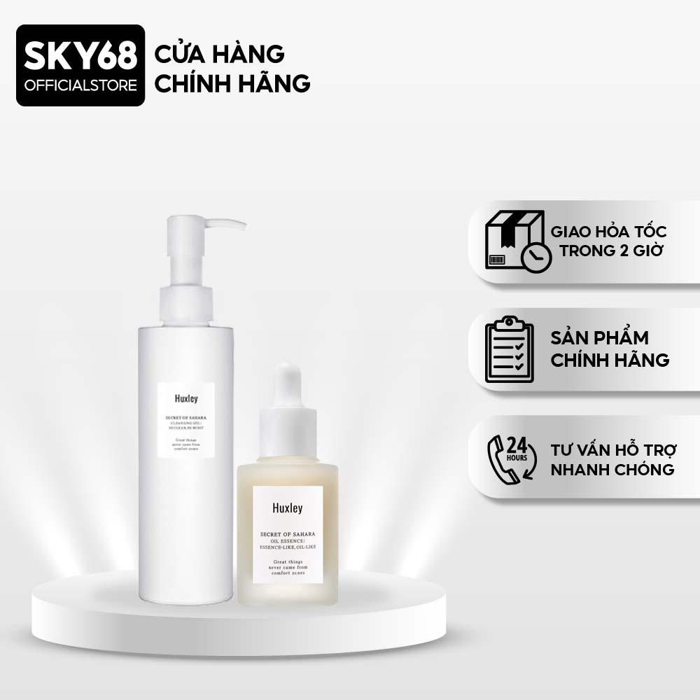Combo Chống Lão Hóa Mờ Thâm, Nám Chiết Xuất Xương Rồng Huxley (Serum Essence-Like Oil-Like 30ml+SRM Cleansing Gel 200ml)