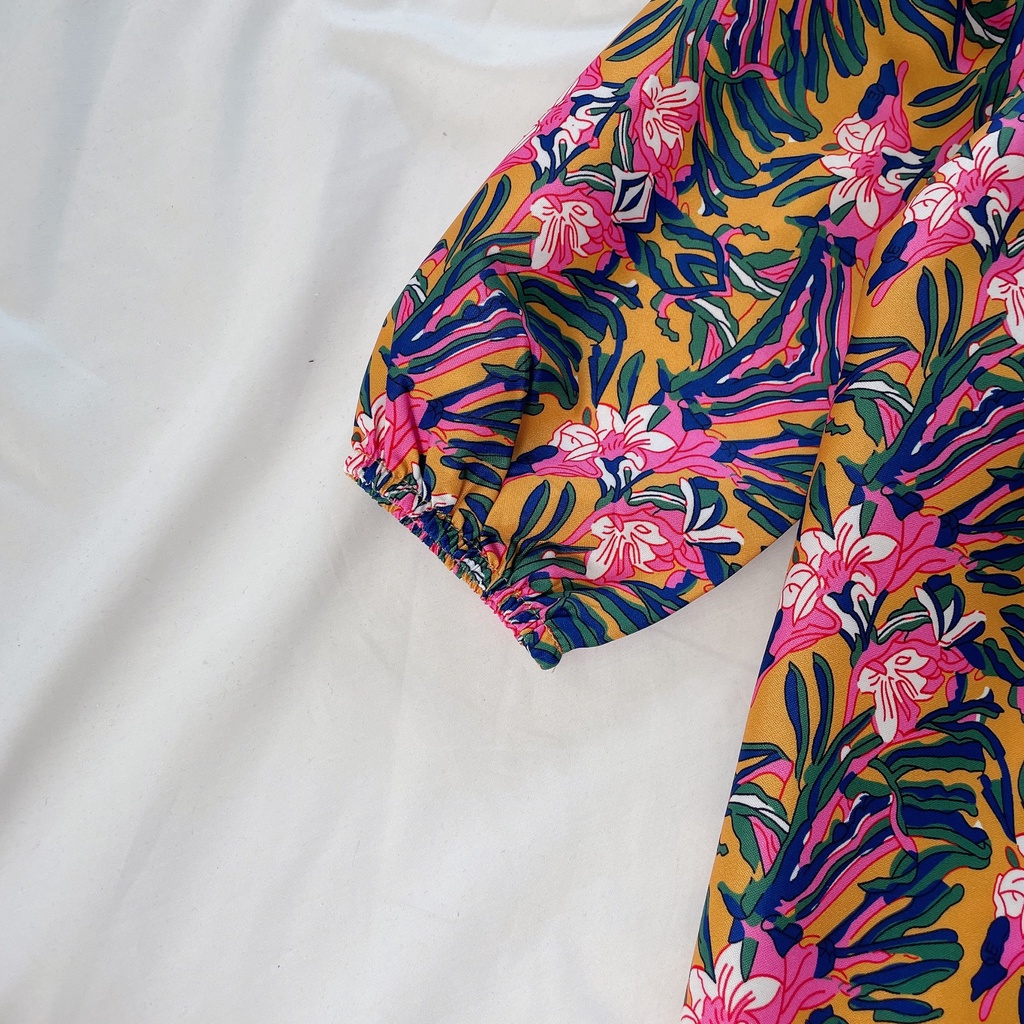 Đầm hoa cho bé gái 2-10 tuổi, tay phồng - Váy cho bé gái mùa thu đông