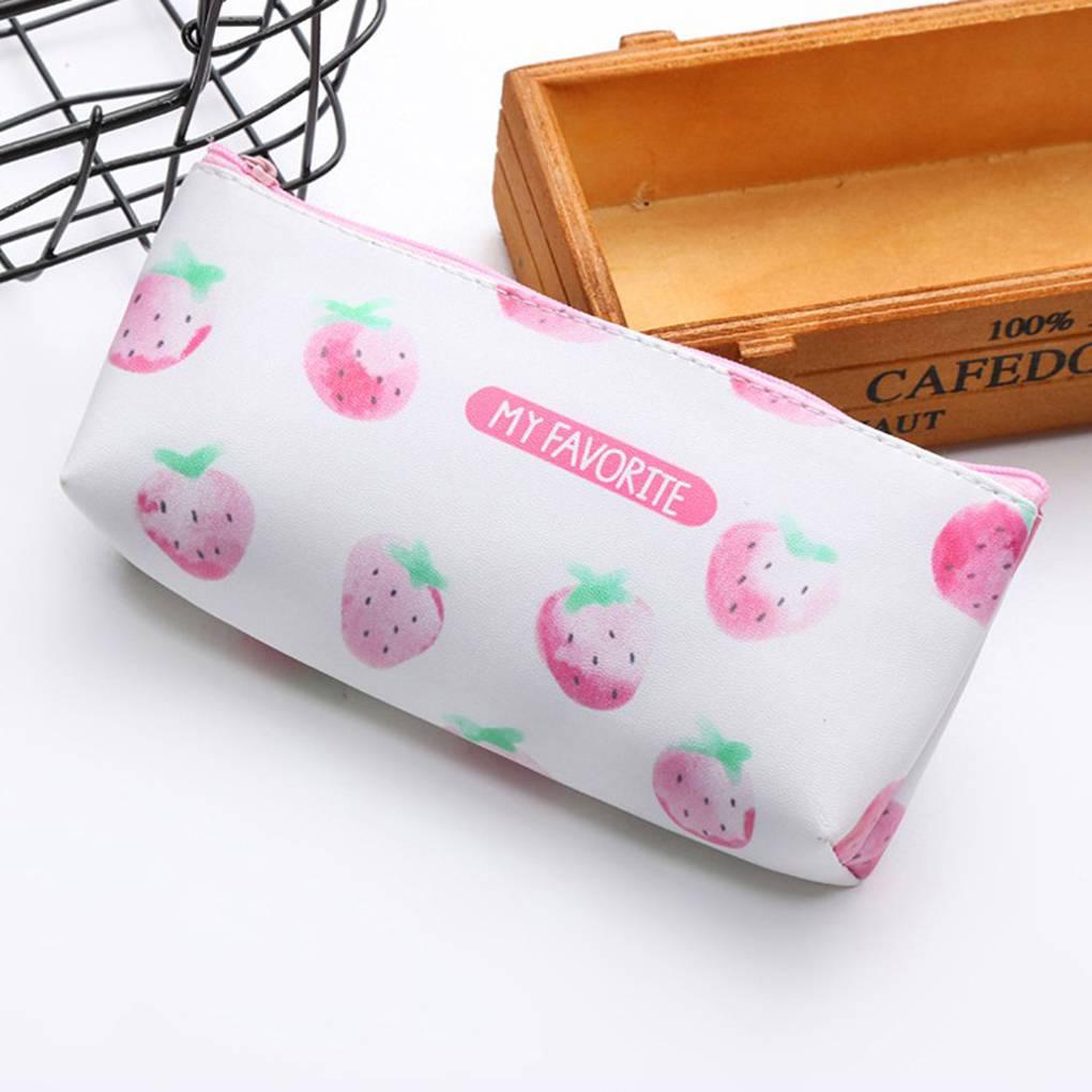 Bóp Viết Da PU Hình Trái Dâu Phối Khóa Kéo Xinh Xắn Cho Bé