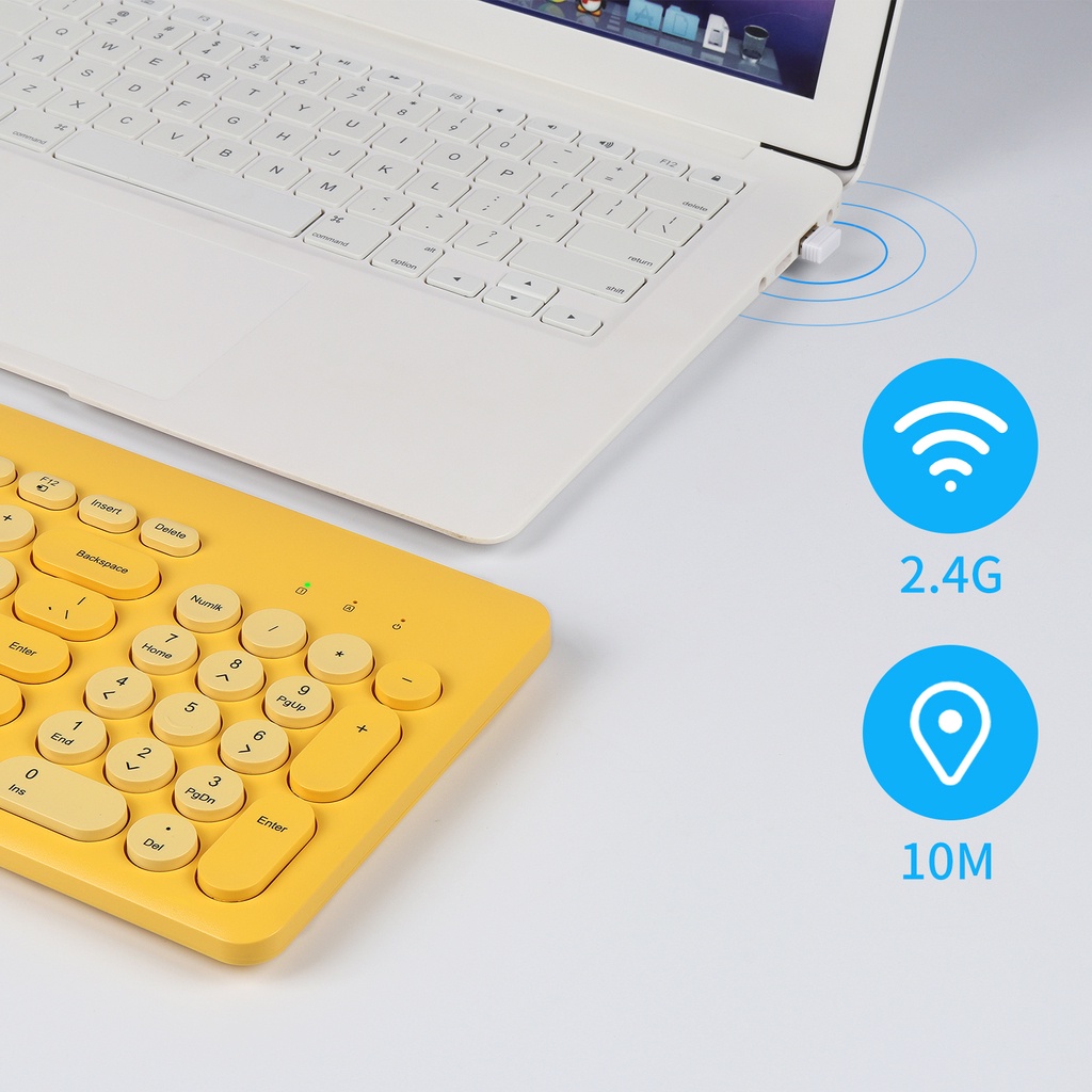 Bàn Phím Không Dây 2.4G 95 Phím Nhiều Màu Sắc Dùng Để Chơi Game