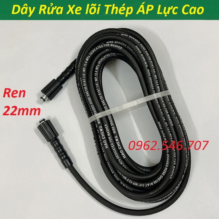 Dây xịt rửa xe áp lực gia đình 10m,15m,20m | dây rửa xe cao cấp lõi thép Taiwan_Ren trong 22mm