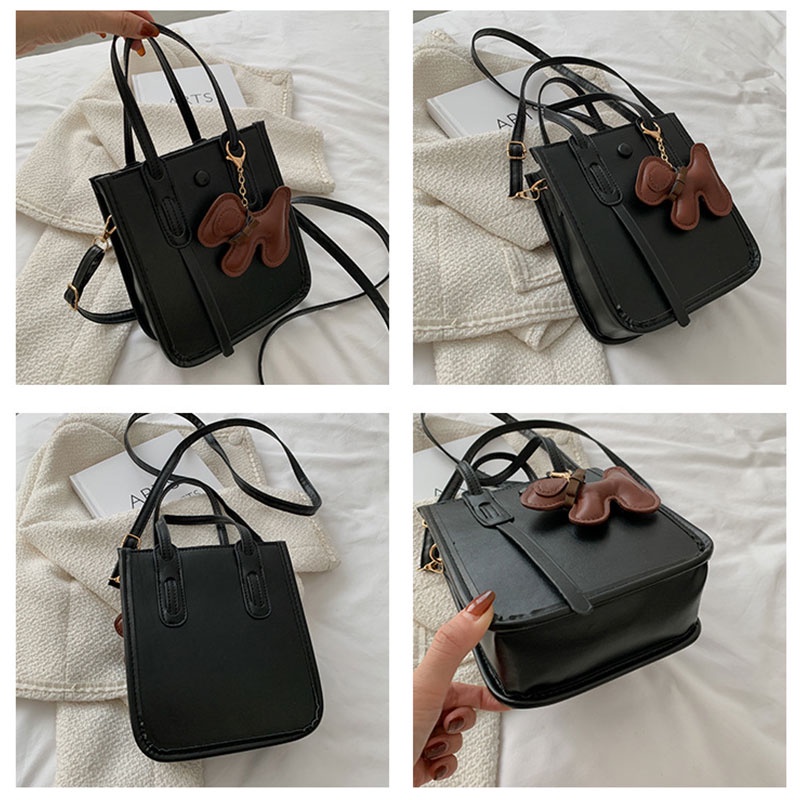 CHIC JOY❤Màu kẹo nối túi nhỏ thời trang PU túi vuông nhỏ xu hướng túi đeo chéo một bên màu trơn đơn giản