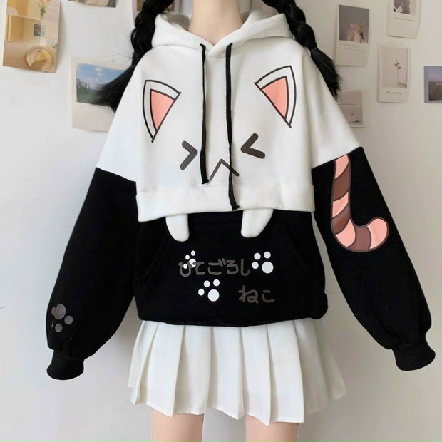 ÁO NỈ HOODIE THÊU MÈO DỄ THƯƠNG CUTE FROM &lt;58KG