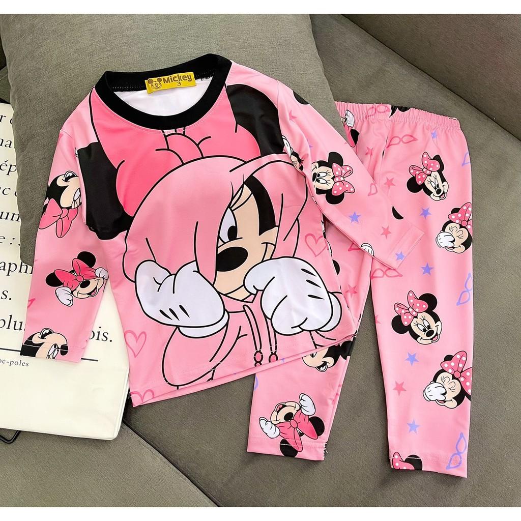 Đồ bộ dài tay bé gái vải 3D cao cấp mặc mát thấm hút mồ hôi tốt J390