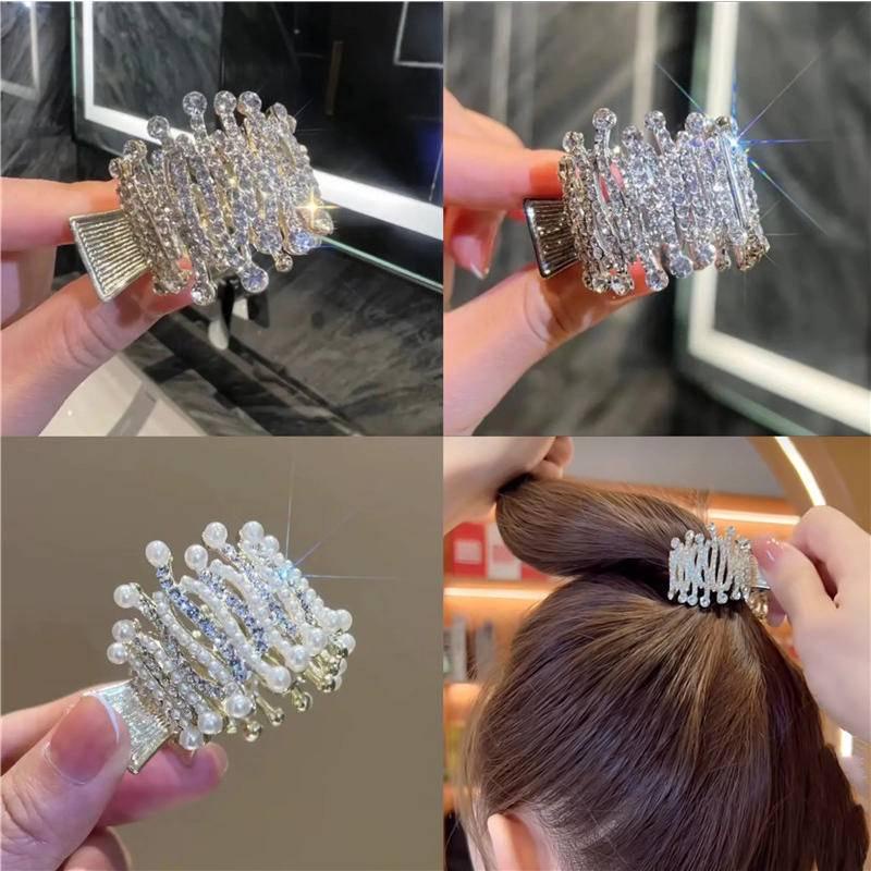 MVP2761 Kẹp Tóc Bằng Kim Loại Đính Đá Tạo Kiểu Tóc Đuôi Ngựa Thời Trang