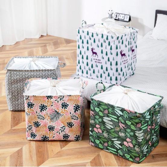 Túi đựng chăn màn quần áo khung thép mới nhất 2020 -Túi đựng chăn màn khổng lồ 100L - họa tiết vintage cực xinh, độc đáo