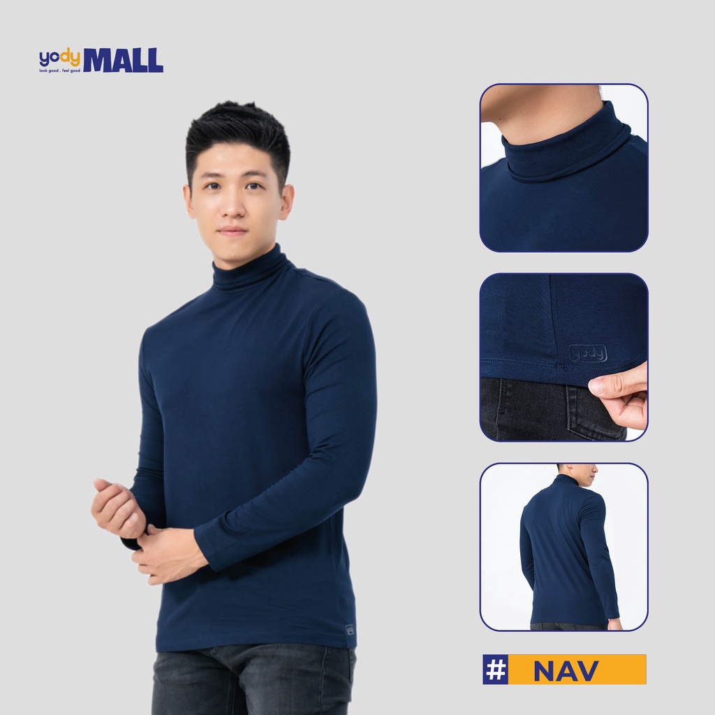 Áo giữ nhiệt nam chất cotton cổ lọ tay dài basic mềm mát ATM5149