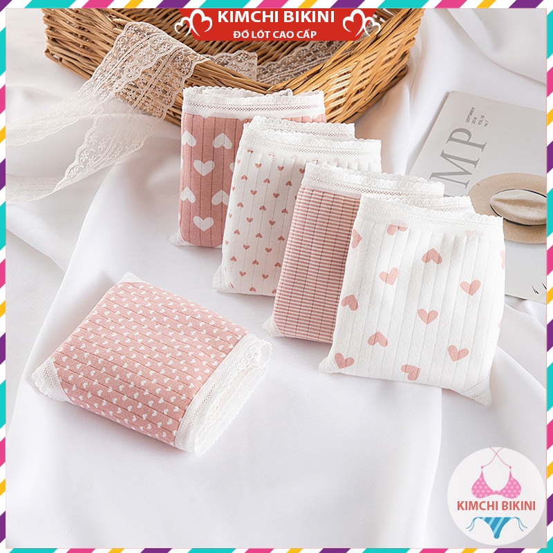 Set 10 Quần nót nữ cotton cute dễ thương KIMCHIBIKINI Combo quần lót nữ viền ren mềm mại thoáng mát QL004