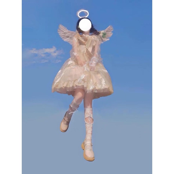 Váy/Đầm Ulzzang Vàng Kem Lolita Công Chúa - Kèm video thật, váy đầm dự tiệc, tiểu thư, nàng thơ, sang chảnh