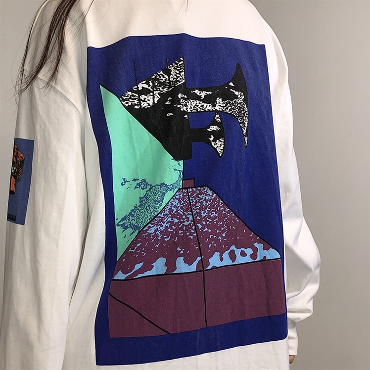 NRVP Áo thun nữ dài tay dáng rộng in hình phong cách Hàn Quốc kiểu