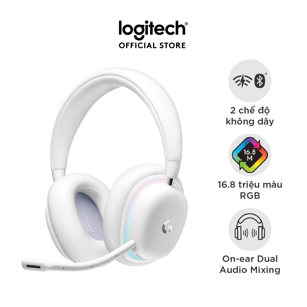 Tai nghe gaming không dây Logitech G735 Aurora - Bluetooth & Lightspeed, RGB, PC, Mac, sạc USB-C