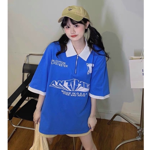 Áo Thun Polo Form Rộng Tay Lỡ Unisex Nam Nữ ANTHEM Siêu Chất Camshop
