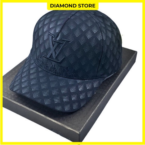 Mũ nón lưỡi trai nam nữ unisex thêu logo cao cấp phong cách thời trang trẻ trung màu đen - Diamond's Store_LV ĐEN