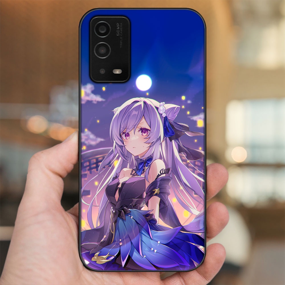 Ốp lưng Oppo A55 4G, A55 5G viền đen in hình Keqing Genshin Impact