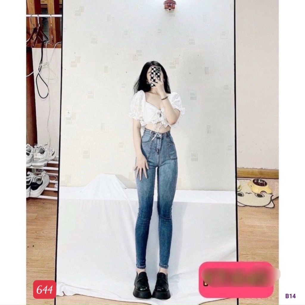 Quần jean nữ lưng cao mẫu mới  chất bò co giãn skinny ôm dáng siêu xinh mịn sịn A-T Fashion - MQ644