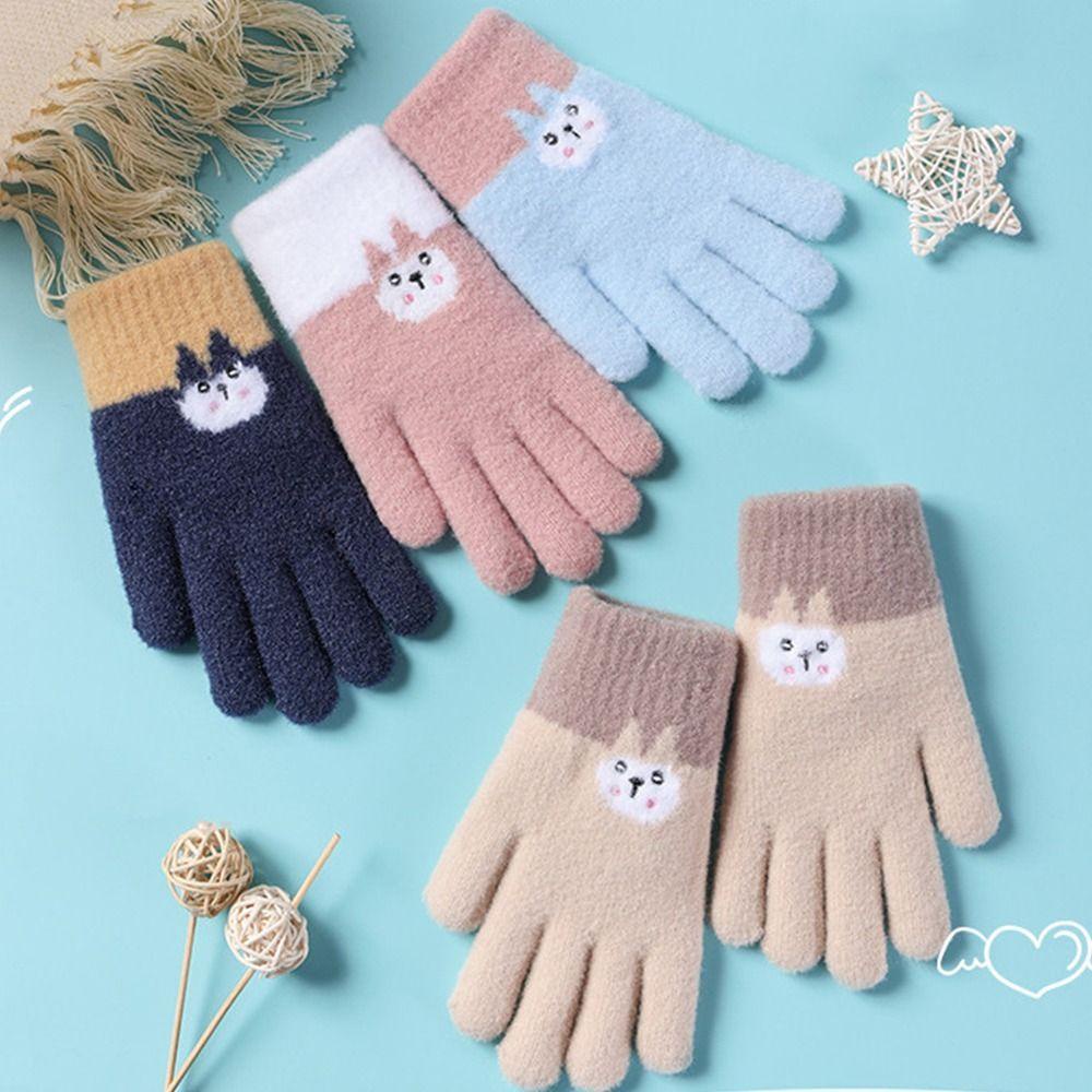 MELODYGOODS1 Găng Tay Lái Xe Dệt Kim Hoạ Tiết Hoạt Hình Đáng Yêu