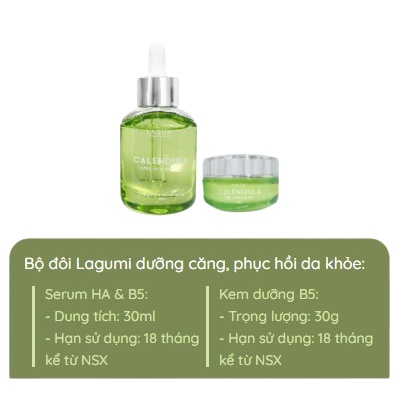 Bộ serum, kem dưỡng Lagumi cho da dầu, mụn với thành phần B5, Calendula, Super HA giảm mụn, cấp ẩm, sáng da