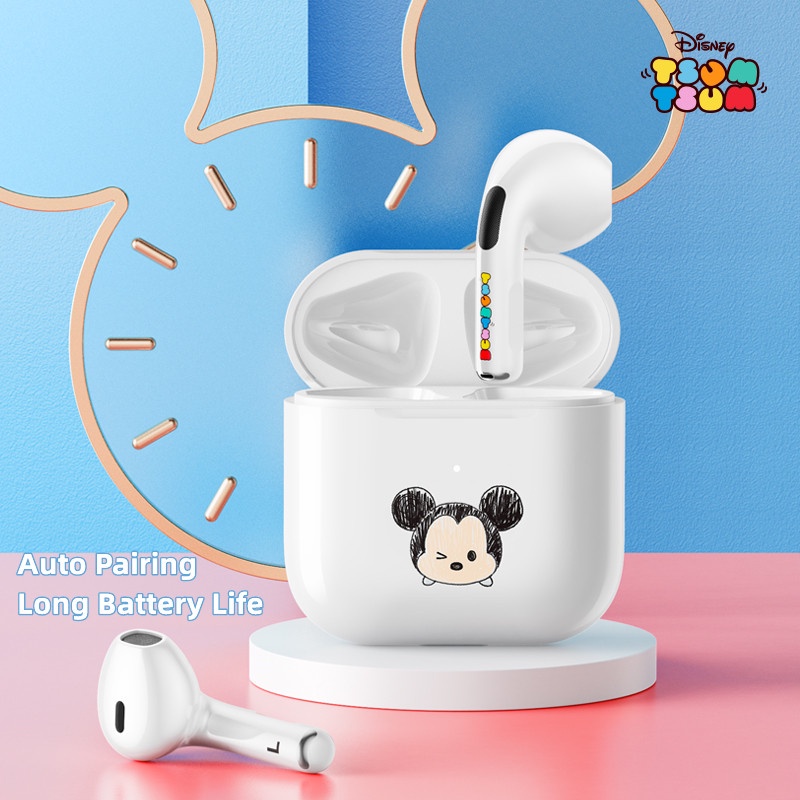 DISNEY Tai Nghe Nhét Tai Bluetooth Không Dây Âm Thanh HiFi Chống Ồn Hình Chuột Mickey