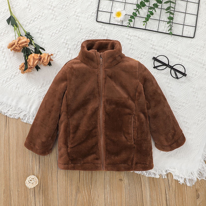 Áo Hoodie Nỉ Màu Trơn Tay Dài Giữ Ấm Mùa Đông Áo Khoác Dành Cho Bé Trai Và Gái Trai  1-6 Tuổi