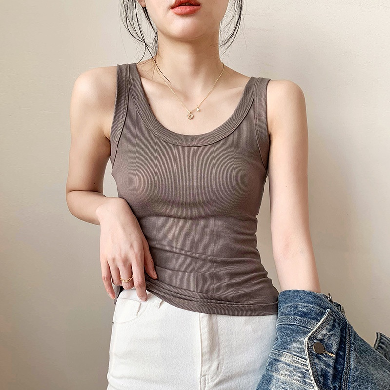 Hàng Châu Âu Áo Thể Thao Không Tay Ôm Dáng Vừa Vặn Với Thiết Kế Bên Trong Niche Hợp Thời Trang Cho Nữ