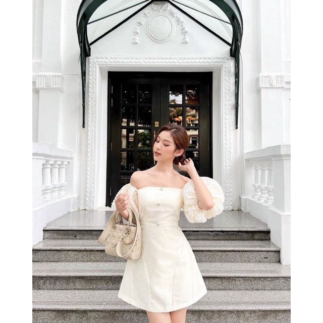 LIKEHER - ĐẦM DỰ TIỆC MÀU TRẮNG D55 ĐẦM TRỄ VAI TAY PHỒNG MẶC ĐƯỢC 2 KIỂU SANG TRỌNG