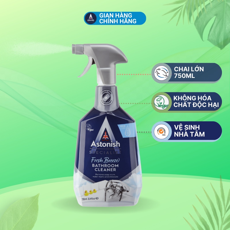 Tẩy cặn canxi nhà tắm Astonish chai vệ sinh sen vòi inox không ăn mòn kim loại C671
