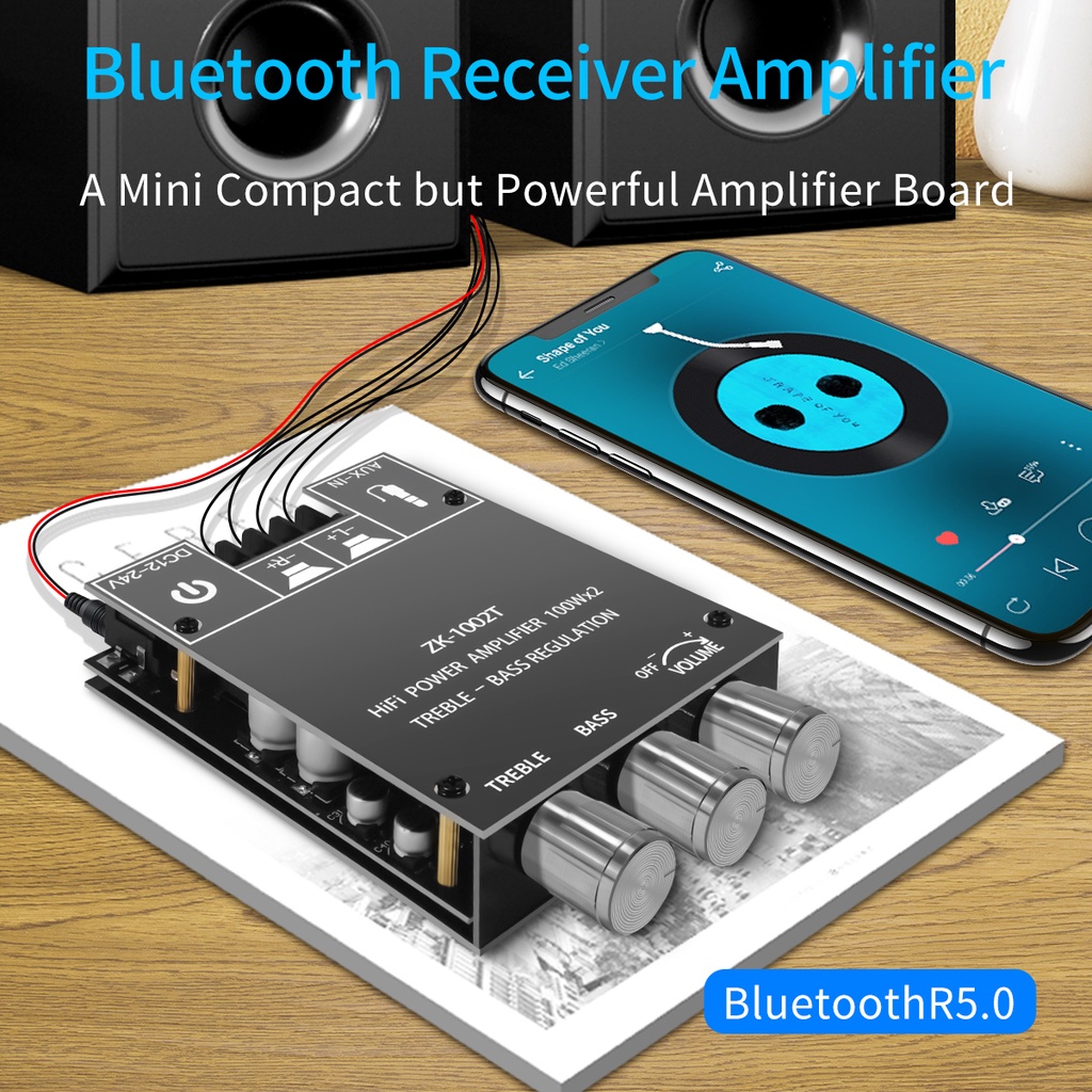 ZK-1002T HIFI 2.0 Kênh AUX/Bluetooth-Tương Thích với 5.0 TPA3116D2 Mô-đun Âm Thanh 100Wx2 Stereo Loa Siêu