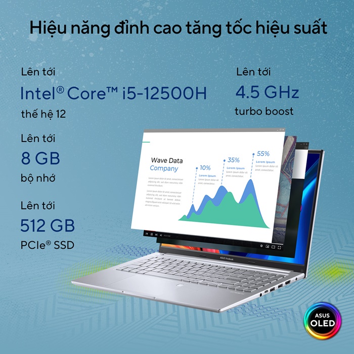 Laptop Asus Vivobook 15X OLED A1503ZA-L1421W (Core i5-12500H + 15.6 inch OLED FHD)