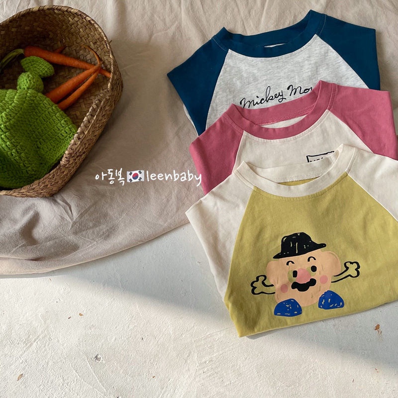 Áo Thun Cotton Tay Dài In Hình Mặt Cười Hoạt Hình Phong Cách Nhật Bản Dành Cho Trẻ Em