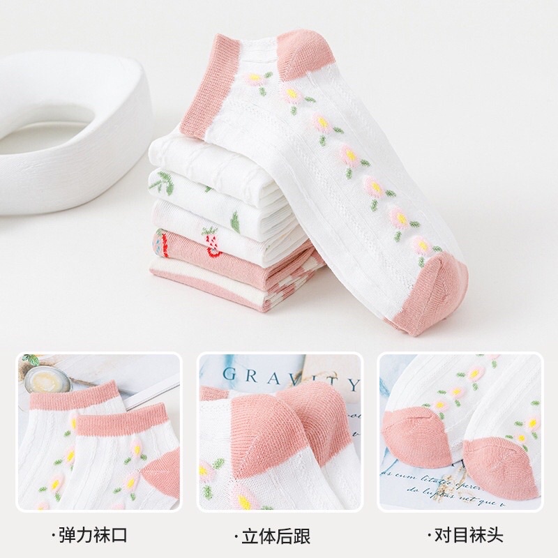 Set tất vớ siêu cute dành cho các bạn nữ nhiều hình set 5 tất